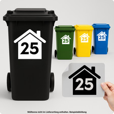 Mülltonnen Aufkleber 2er / 3er / 4er Set •  Hausnummer / Zahl  • Farbauswahl