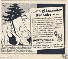 Höhensonne Hanau Reklame Weihnachten 1935 Sonnenbad sonnen Christbaum Ad Werbung
