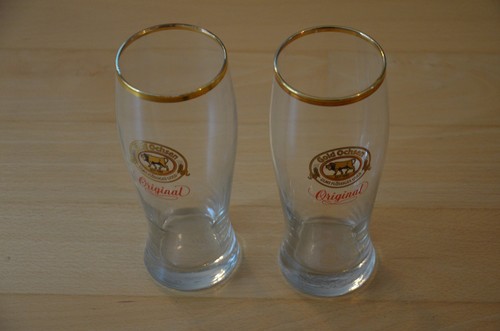 Zwei biergläser gold ochsen - gold,
