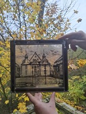 2 alte Fenaterbilder Bleiglas Glasbild mit Rahmen