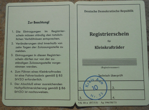 Simson registrierschein - simson,