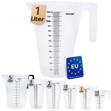 KONZEPT Messbecher 0,5/1/1,5/2/3/5 Liter, Ideal für Kuche, Garten, Werkstatt