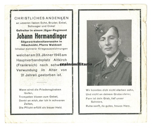 Orig sterbebild jäger - jäger, +