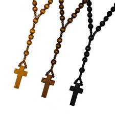 Rosenkranz aus Holz in braun dunkelbraun oder schwarz Holzperlen Kette Kreuz