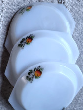 Arcopal Opalglas Deckel für Schüssel Milchglas Obstmotiv 70er Retro Vintage