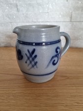 Steingut Steinzeug Krug Bembel ca.1/2 L Salzglasur grau blau Top