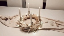 adventskranz boho trockenblumen weihnachten matt beige industrial
