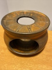 Vintage Retro Keramik Stövchen Warmhalter Teekanne Kaffeekanne Braun Handarbeit