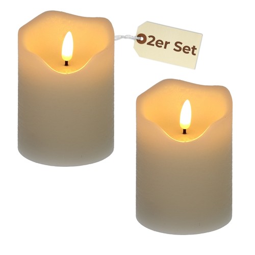 2er set led echtwachs kerze - set,