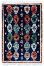 Teppich Orient Ziegler Brücke 60x90 cm 100% Wolle Handgeknüpft Carpet blau multi