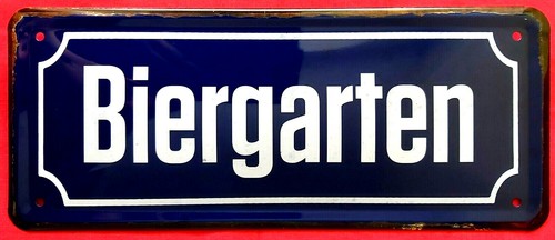 Blechschild 28x12 biergarten - blechschild,