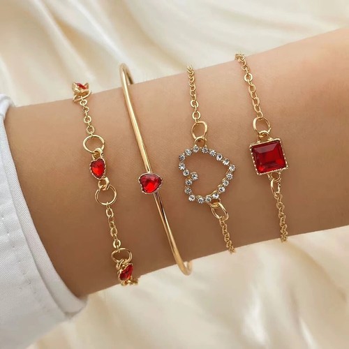 Damen armband armreif gold rot - armreif,