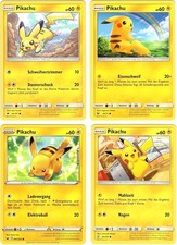 Pokemon Pikachu Karten 4er Set – Zufällige Designs – Original Deutsch TCG