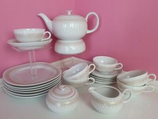 (K1) Alboth Kaiser Porzellan Tee Service 6 Pers. KERALA Rosa Schuppen Golddekor 