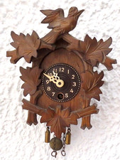 Vintage Miniatur Wanduhr  Schwarzwald Kuckucksuhr Uhrwerk  -744-