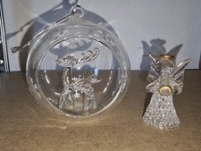 Christbaumschmuck, Glaskugel + Engel, Handarbeit,  Weihnachtsbaum