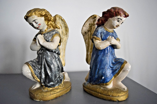 Engel heiligenfigur gips - heiligenfigur,