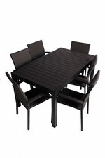 Sitzgruppe Gartenmöbel Tisch Poly Rattan Stuhl Esgruppe Sitzgarnitur Grau B-Ware