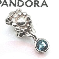Pandora Charm mit Makel! "Blumen mit Topas" 790386 Silber Original 