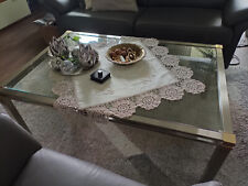 schicker 'Glastisch, verchromtes Gestell, mit seitl. Messing