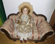  Porzellankopf Puppe rotblond , 40 cm, Sammlerstück mit Strohhut 