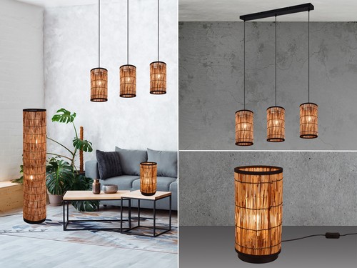 Led stehlampe rattan - led,