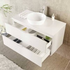 Badmöbelset Khalix holzdekor weiß 100cm | WUS + WTP + WB