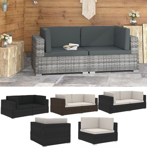 Poly rattan ecksofa mit kissen - poly,