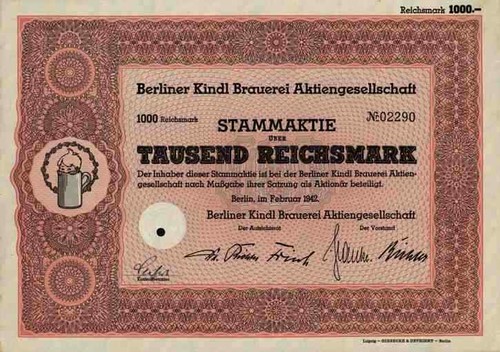 Berliner kindl brauerei 1942 - kindl,