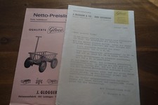 Alte Reklame Werbung Händler PREISLISTE GLOCO HANDWAGEN mit Anschreiben 1966