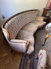 Hochwertige Chippendale Garnitur 4 tlg Sofa, Sessel, Couchtisch Altrosa Samt