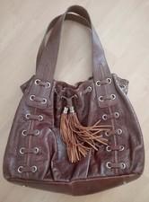 Tasche Henkeltasche " Karen Ly " echtes Leder braun Quasten