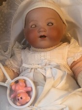 Antike A.M. Porzellan Kopf Puppe Dream Baby 351/8K