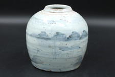 Bojan / Ingwer Gefäß Topf 18. Jhd. Handarbeit antik hellblau China H 16 cm