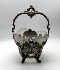 S-5360 Bezauberndes Schälchen, 800er Silber, Antik England, Glaseinsatz