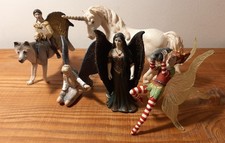 4 Feen / Elfen, Einhorn & Wolf von Schleich, gebraucht, guter Zustand