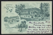 Lithographie Fiez, Pensionnat Ray-Haldimann Le Cèdre 1899 