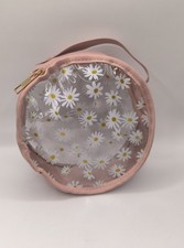 Damentasche Handtasche Umhängetasche Blümchen Rund Durchsichtig Transparent rosa