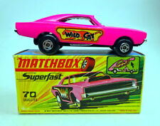 Matchbox SF Nr. 70B Dodge Dragster pink rarer "Wild Cat" Aufkleber top in Box