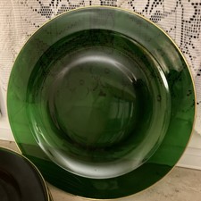 6 Platzteller im Set, festlich, Grünes Glas mit Goldrand, Durchmesser 29,5 cm