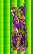 K14✪ Indian Spirit Gipsy Hippie Volant Zipfel Kleid Boho Mustermix lila bunt S-M