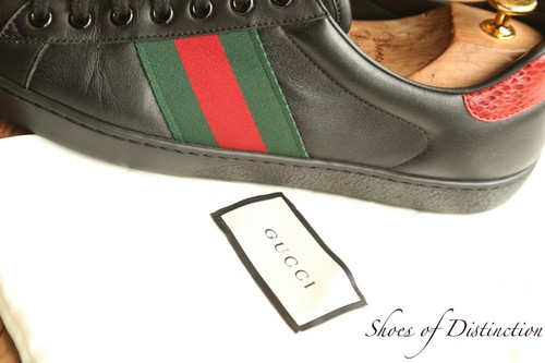 Gucci ace schwarz leder rot - gucci,
