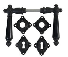 Jugendstil / Gründerzeit Türklinken Gußeisen Griff Porzellan schwarz 3-BB-GE