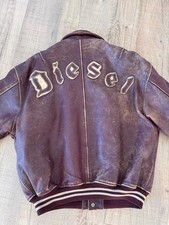 Diesel Lederjacke Flying Cougar Made In Korea Altdeutsche Schrift L Bordeaux Rot