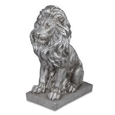 Dekofigur Löwe sitzend H. 36cm antik silber aus Kunststein Formano