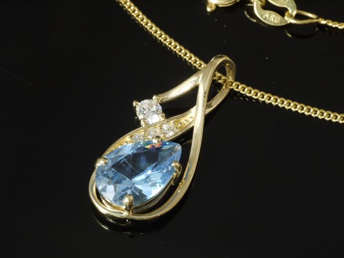 585 goldkette mit sky blue - mit,