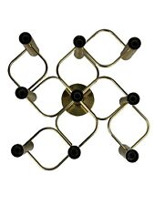 60er 70er Jahre 9-flammige Deckenlampe von Leola Leuchten Germany in Messing