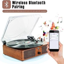 Bluetooth-Vinyl-Plattenspieler mit eingebauten Lautsprechern, unterstützt 