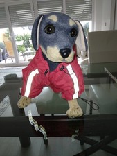 Hunderegenmantel Puppia, rot, wasserdicht, mit Blendstreifen