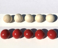 10 Stück Boule Petanque Ziel Kugeln Holz 5 Natur + 5 Rot Schweinchen 30 mm wuzz